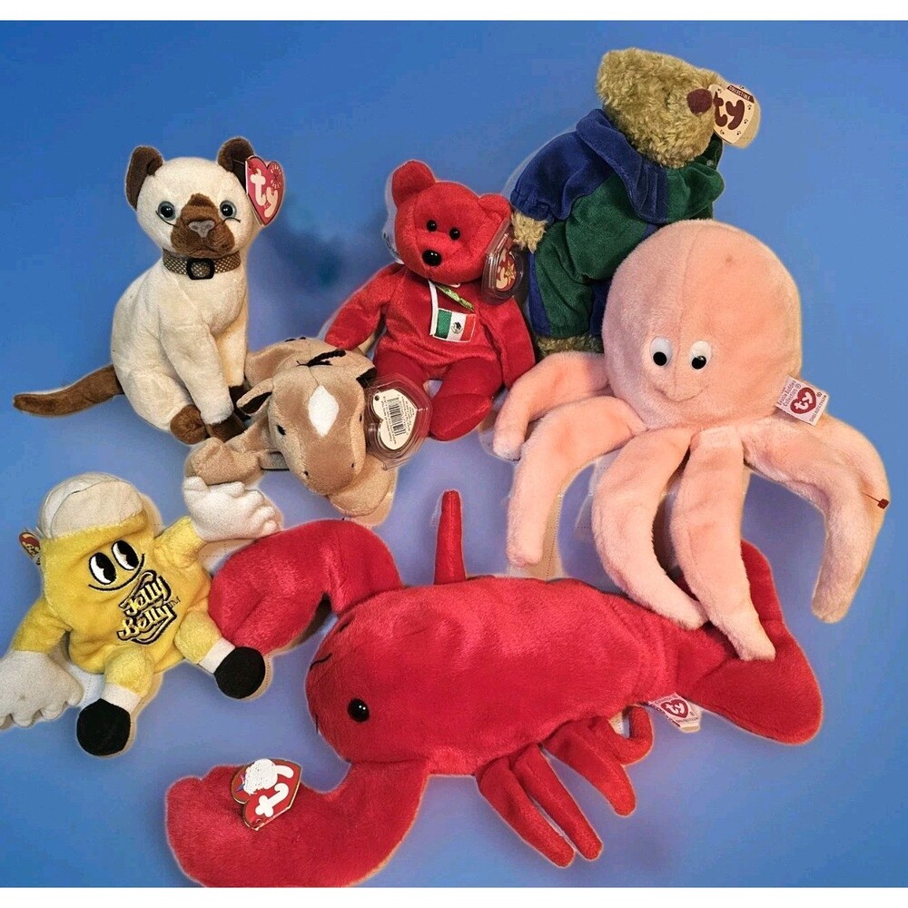 7 Ty Beanie Babies ✨  Assorted Animals Tags some MWMT JELLY BELLY beans DOLL